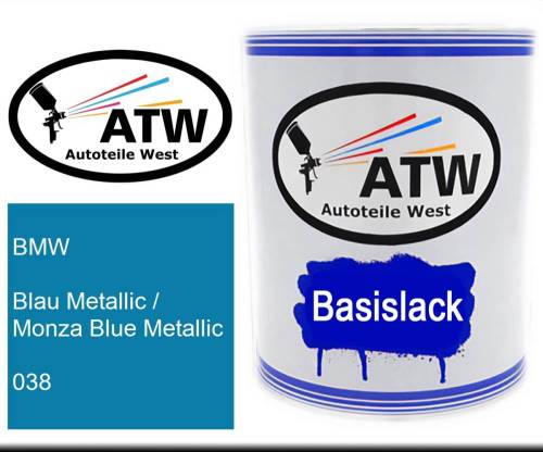 BMW, Blau Metallic / Monza Blue Metallic, 038: 1L Lackdose, von ATW Autoteile West.